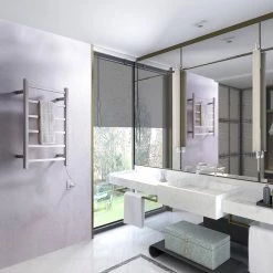 ANZZI Charles Series 6-Bar Stainless Steel Wall Mounted Electric Towel Warmer Rack in Brushed Nickel -Toilet Storage Shop brushed nickel anzzi towel warmers tw az014bn 40 1000