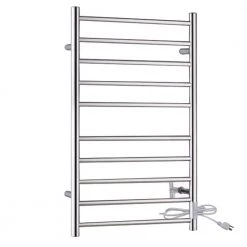 ANZZI Crete 10-Bar Stainless Steel Wall Mounted Towel Warmer Rack with Polished Chrome Finish -Toilet Storage Shop brushed nickel anzzi towel warmers tw wm104ch c3 1000