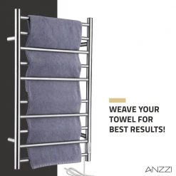 ANZZI Crete 10-Bar Stainless Steel Wall Mounted Towel Warmer Rack with Polished Chrome Finish -Toilet Storage Shop brushed nickel anzzi towel warmers tw wm104ch fa 1000