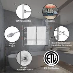 Unbranded 4 Bars Wall Mounted Heated Towel Racks with Timer Brushed Silver -Toilet Storage Shop brushed silver towel warmers cuutmy sliv 4f 1000