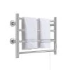 Unbranded 4 Bars Wall Mounted Heated Towel Racks with Timer Brushed Silver