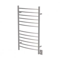 Amba Radiant Large Curved 12-Bar Hardwired Electric Towel Warmer in Brushed Stainless Steel