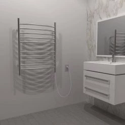 Amba Radiant Curved 10-Bar Plug-In Electric Towel Warmer in Brushed Stainless Steel 11 Amba Radiant Curved 10-Bar Plug-In Electric Towel Warmer in Brushed Stainless Steel -Toilet Storage Shop brushed stainless steel amba towel warmers rwp cb 1d 1000
