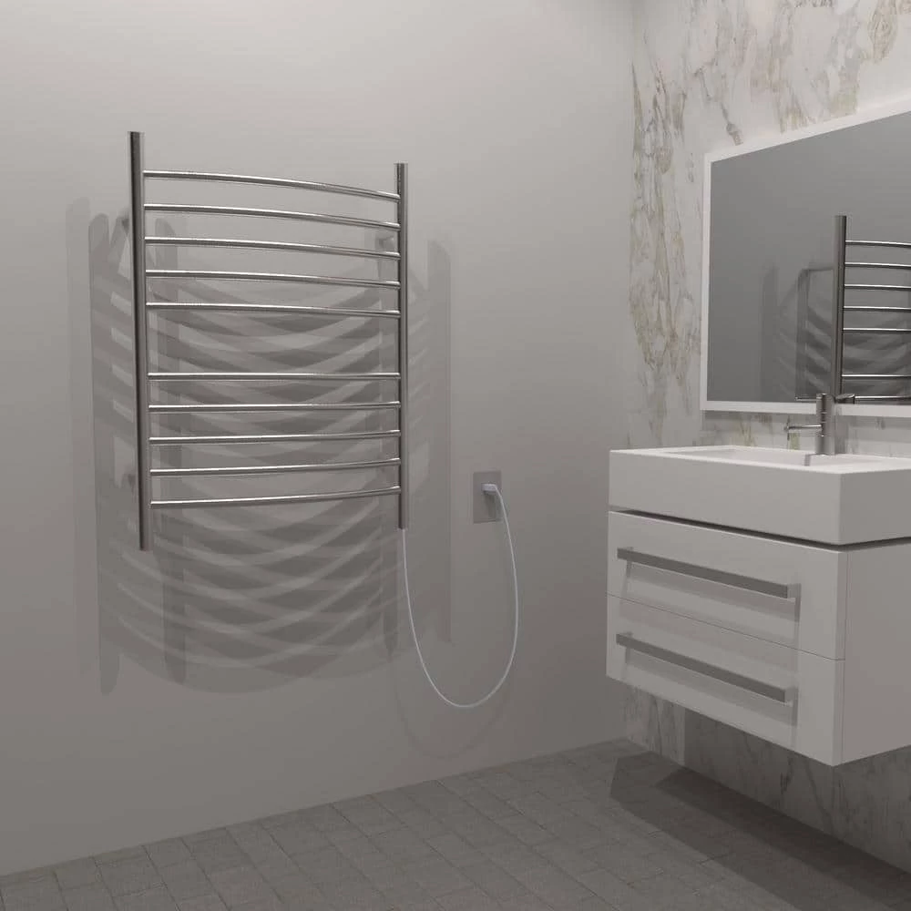 Amba Radiant Curved 10-Bar Plug-In Electric Towel Warmer in Brushed Stainless Steel 7 Amba Radiant Curved 10-Bar Plug-In Electric Towel Warmer in Brushed Stainless Steel - Image 5