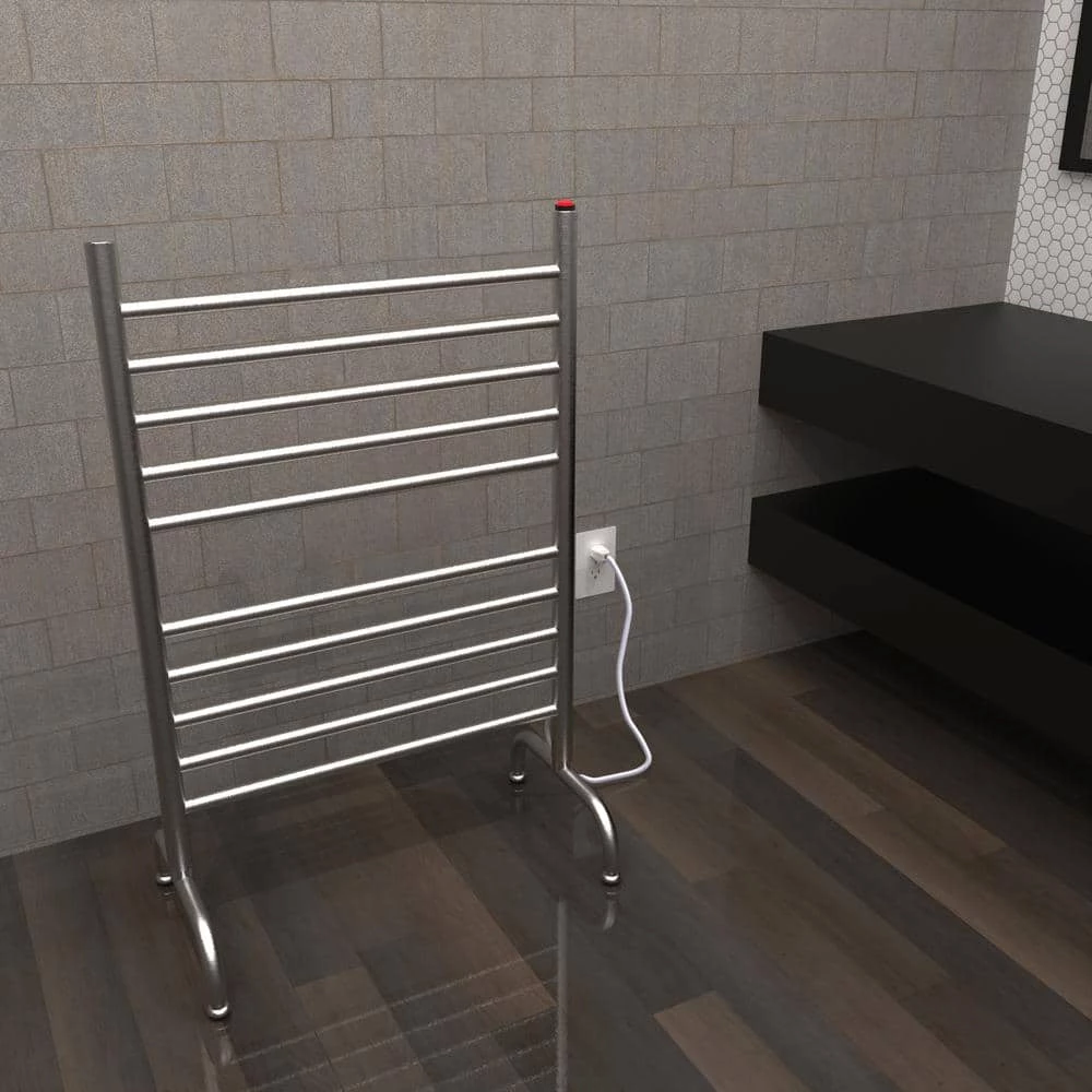 Amba Solo 24in Wide Freestanding 10-Bar Plug-in Electric Towel Warmer in Brushed Stainless Steel 4 Amba Solo 24in Wide Freestanding 10-Bar Plug-in Electric Towel Warmer in Brushed Stainless Steel - Image 2