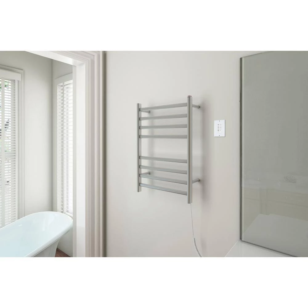 Ancona Prima Dual Extended 8-Bar Hardwired and Plug-In Electric Towel Warmer in Brushed Stainless Steel with Countdown Timer 8 Ancona Prima Dual Extended 8-Bar Hardwired and Plug-In Electric Towel Warmer in Brushed Stainless Steel with Countdown Timer - Image 6