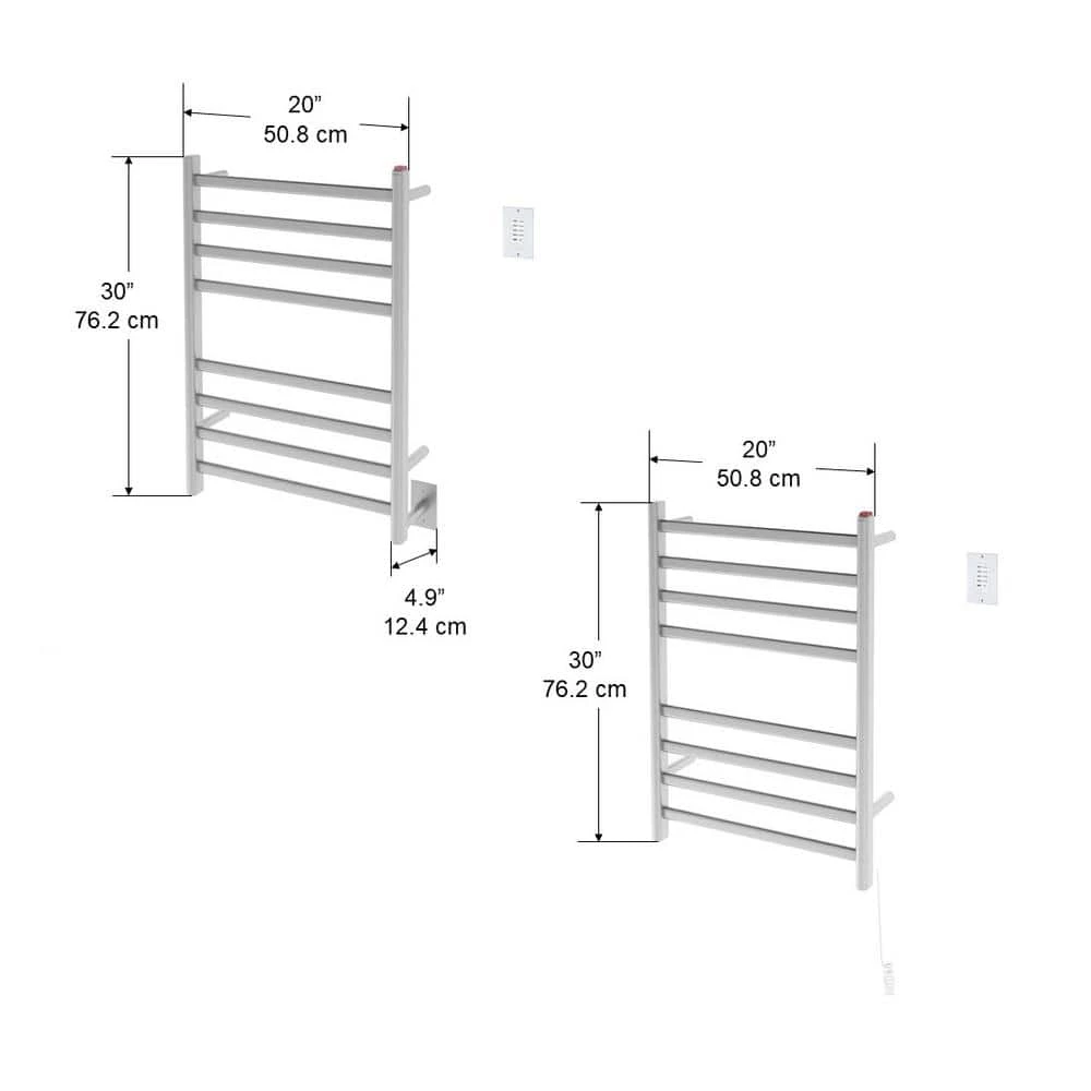 Ancona Prima Dual Extended 8-Bar Hardwired and Plug-In Electric Towel Warmer in Brushed Stainless Steel with Countdown Timer 6 Ancona Prima Dual Extended 8-Bar Hardwired and Plug-In Electric Towel Warmer in Brushed Stainless Steel with Countdown Timer - Image 4