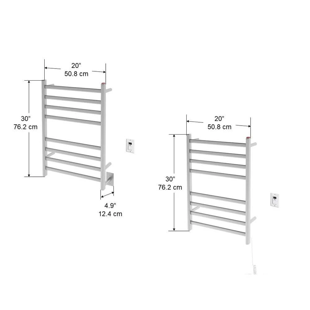 Ancona Prima Dual Extended 8-Bar Hardwired and Plug-in Electric Towel Warmer in Brushed Stainless Steel with Timer 7 Ancona Prima Dual Extended 8-Bar Hardwired and Plug-in Electric Towel Warmer in Brushed Stainless Steel with Timer - Image 5