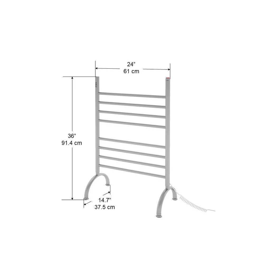 Ancona Essentia OBT 8-Bar Electric Floor Mount Towel Warmer with Integrated On-Board Timer in Brushed Stainless Steel 6 Ancona Essentia OBT 8-Bar Electric Floor Mount Towel Warmer with Integrated On-Board Timer in Brushed Stainless Steel - Image 4