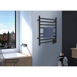 Kingston Brass Templeton Radiant 8-Bar Electric Towel Warmer in Matte Black -Toilet Storage Shop brushed stainless steel kingston brass towel warmers htww3624mb 1f 1000