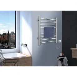Kingston Brass Templeton Radiant 8-Bar Electric Towel Warmer in Brushed Stainless Steel -Toilet Storage Shop brushed stainless steel kingston brass towel warmers htww3624sn 44 1000