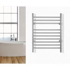WarmlyYours Infinity 10-Bars Hardwired and Plug-In 120 V 32 in. Towel Warmer in Brushed Stainless Steel