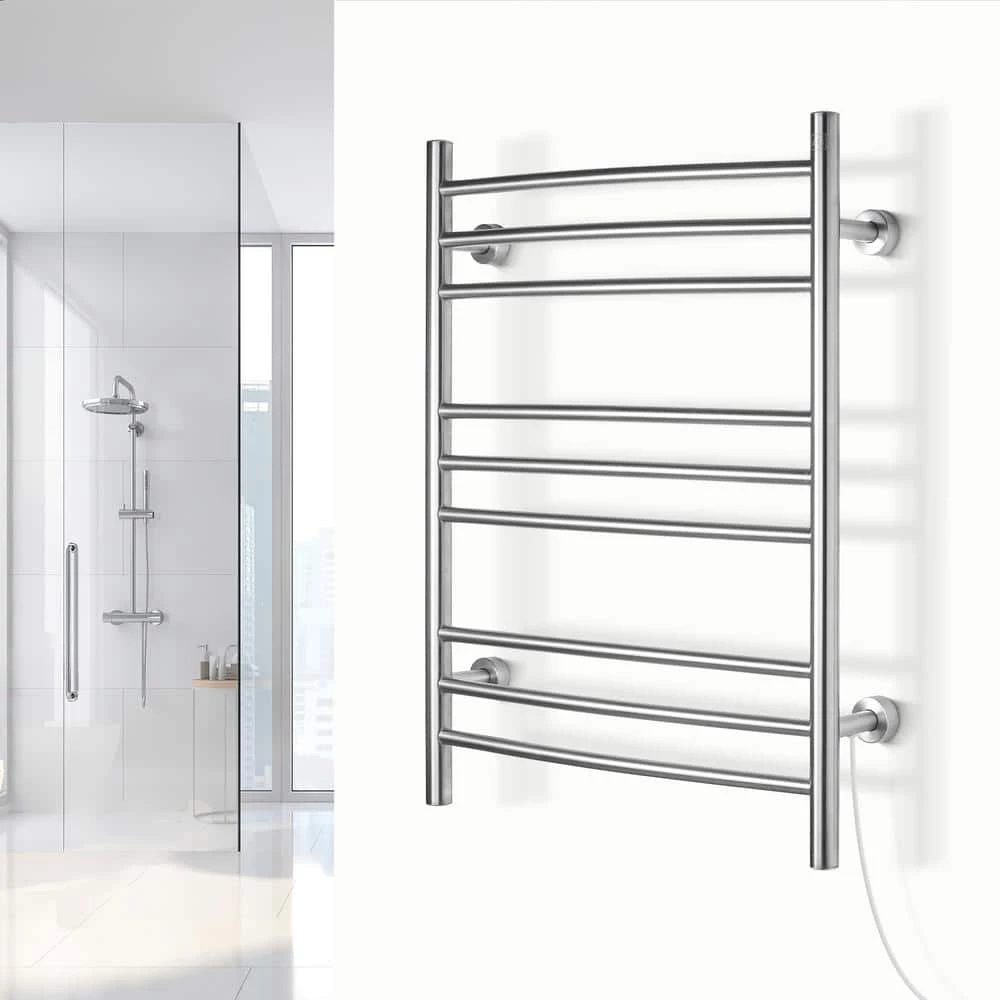 WarmlyYours 32 in. 9-Bars Stainless Steel Riviera Dual Connect Towel Warmer in Brushed 8 WarmlyYours 32 in. 9-Bars Stainless Steel Riviera Dual Connect Towel Warmer in Brushed - Image 6