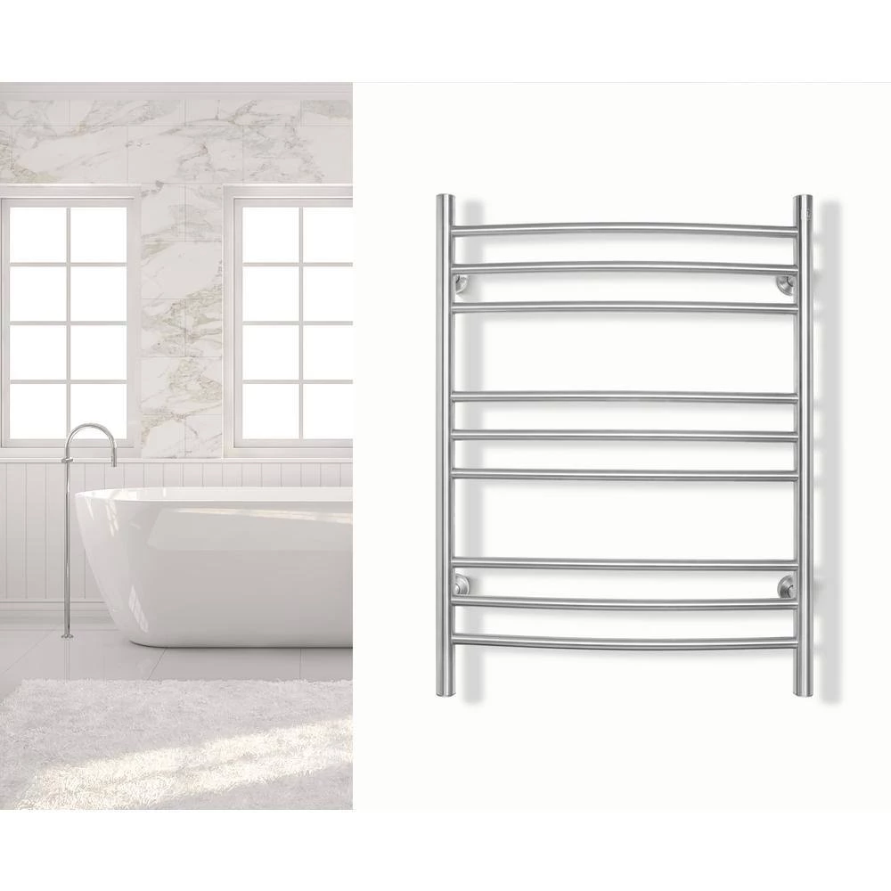 WarmlyYours 32 in. 9-Bars Stainless Steel Riviera Dual Connect Towel Warmer in Brushed 4 WarmlyYours 32 in. 9-Bars Stainless Steel Riviera Dual Connect Towel Warmer in Brushed - Image 2