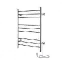 WarmlyYours 32 in. 9-Bars Stainless Steel Riviera Dual Connect Towel Warmer in Brushed