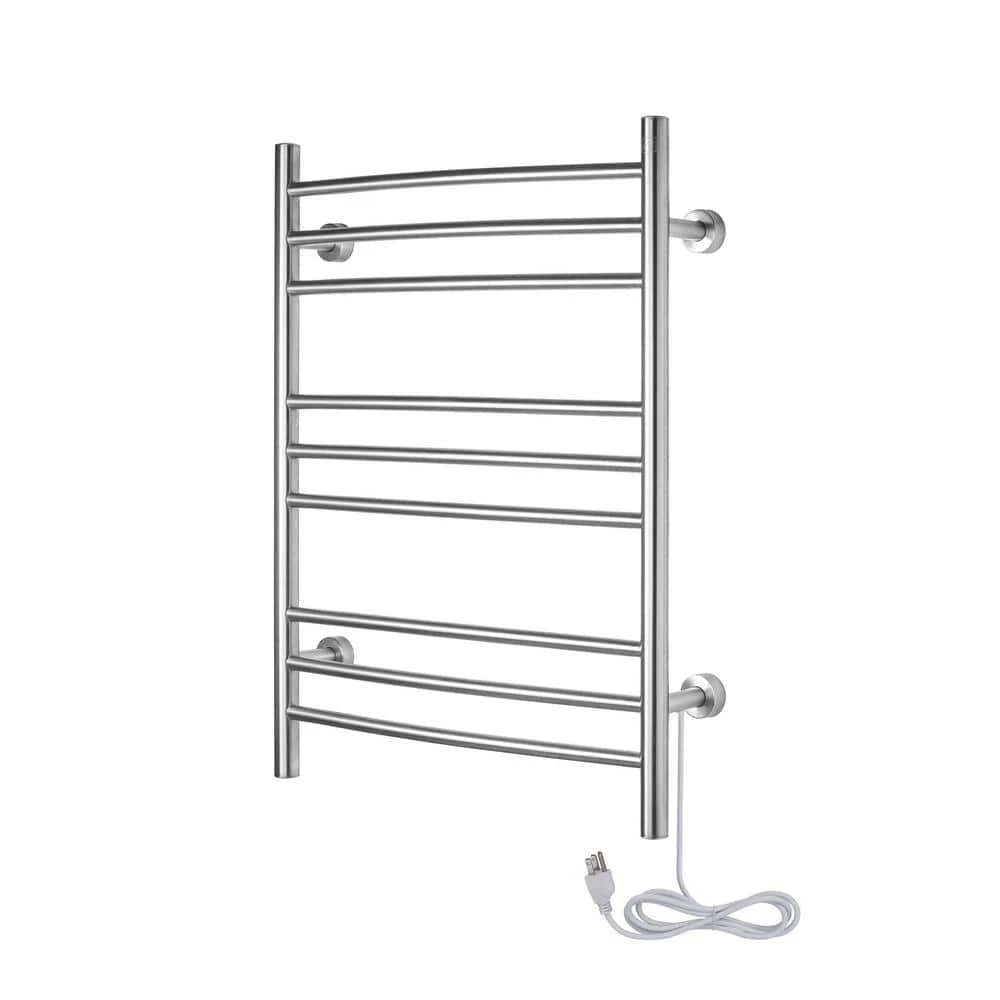 WarmlyYours 32 in. 9-Bars Stainless Steel Riviera Dual Connect Towel Warmer in Brushed 3 WarmlyYours 32 in. 9-Bars Stainless Steel Riviera Dual Connect Towel Warmer in Brushed