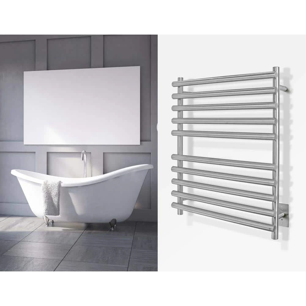 WarmlyYours Rome 10-Bars Hardwired 120-Volt 31 in. Towel Warmer in Brushed Stainless Steel 6 WarmlyYours Rome 10-Bars Hardwired 120-Volt 31 in. Towel Warmer in Brushed Stainless Steel - Image 4