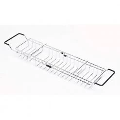 Basicwise Expandable Metal Bathtub Caddy with Rubber Handles 10 Basicwise Expandable Metal Bathtub Caddy with Rubber Handles -Toilet Storage Shop chrome basicwise shower caddies qi003491 4f 1000