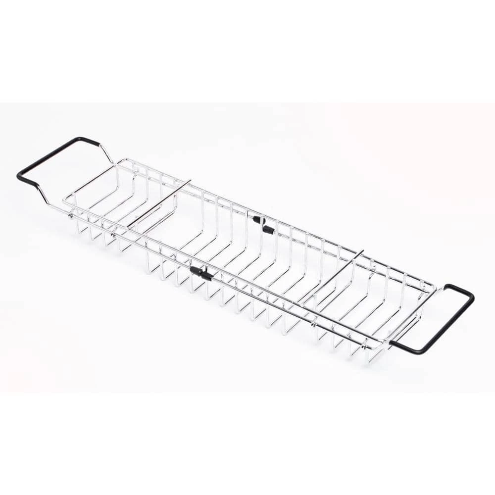 Basicwise Expandable Metal Bathtub Caddy with Rubber Handles 5 Basicwise Expandable Metal Bathtub Caddy with Rubber Handles - Image 3