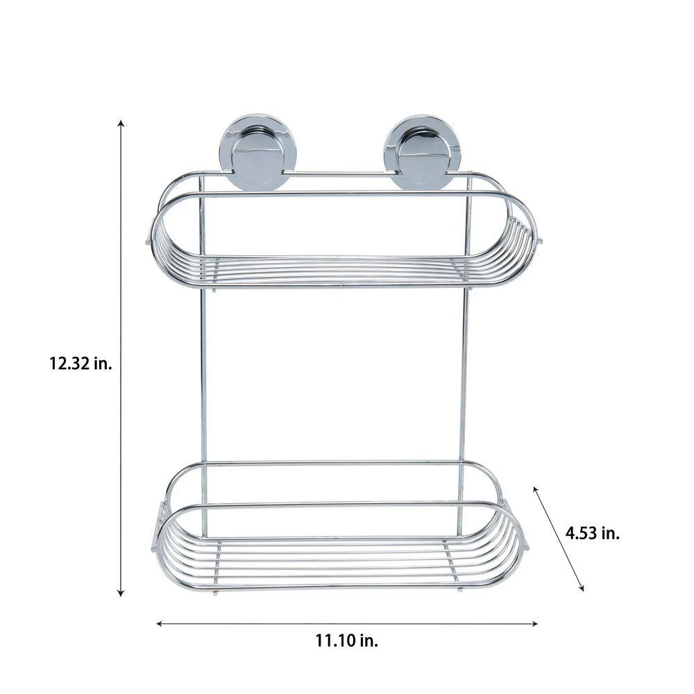 Bath Bliss 2-Tier Suction Cup Bathroom Baskets in Chrome 7 Bath Bliss 2-Tier Suction Cup Bathroom Baskets in Chrome - Image 5