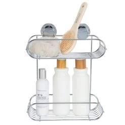 Bath Bliss 2-Tier Suction Cup Bathroom Baskets in Chrome 9 Bath Bliss 2-Tier Suction Cup Bathroom Baskets in Chrome -Toilet Storage Shop chrome bath bliss shower caddies 10086 chr 4f 1000