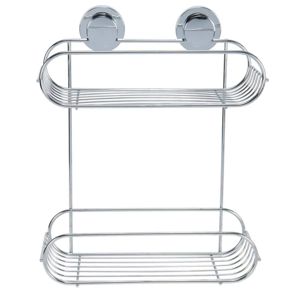 Bath Bliss 2-Tier Suction Cup Bathroom Baskets in Chrome 3 Bath Bliss 2-Tier Suction Cup Bathroom Baskets in Chrome