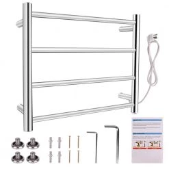 EPOWP 4-Bar Wall Mount Electric Hardwired Towel Warmer in Stainless Steel -Toilet Storage Shop chrome epowp towel warmers syxyl85631998 fa 1000