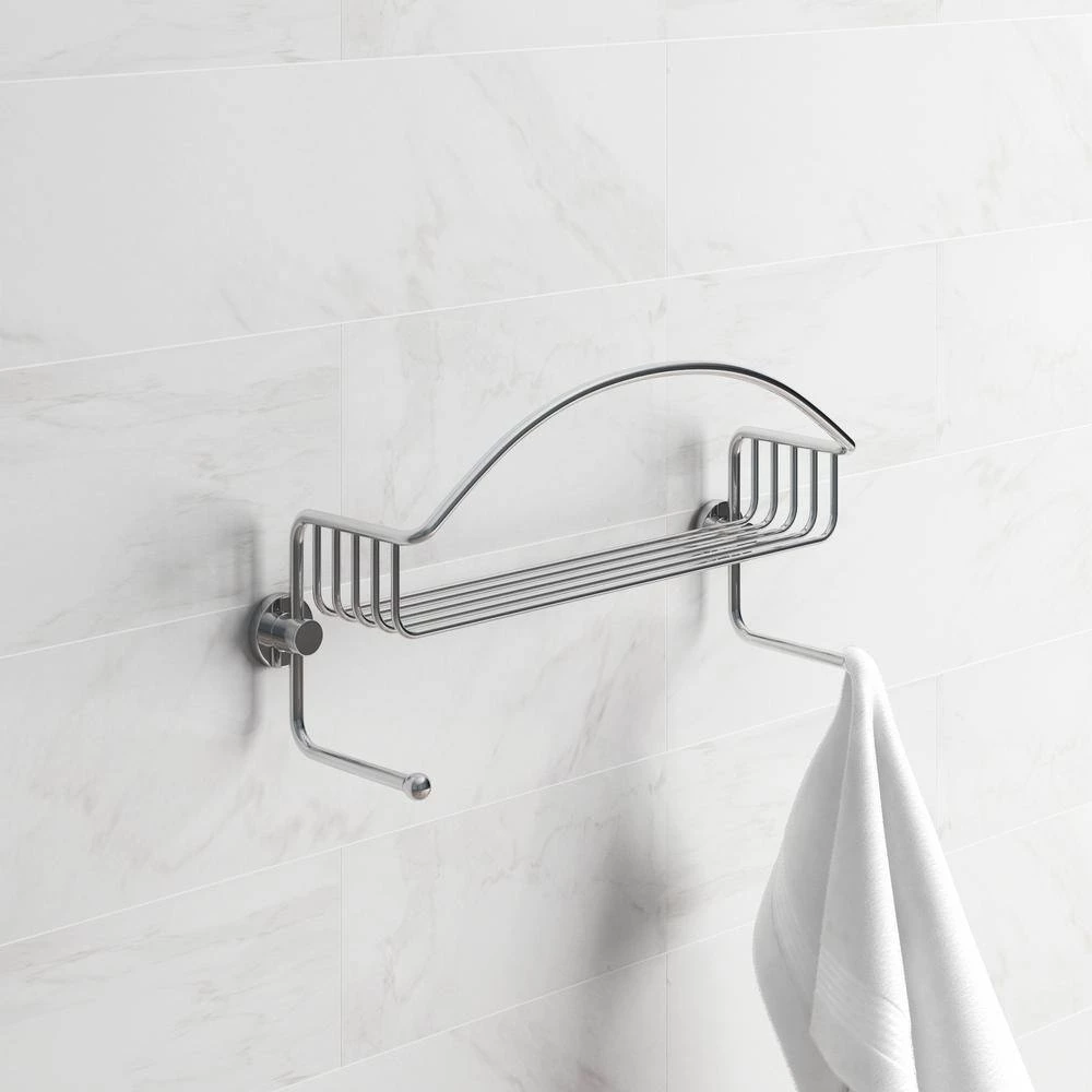 No Drilling Required Draad Rustproof Solid Brass Shower Caddy 12 in. Single Shelf in Chrome 4 No Drilling Required Draad Rustproof Solid Brass Shower Caddy 12 in. Single Shelf in Chrome - Image 2