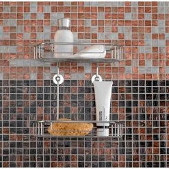 No Drilling Required Draad Rustproof Solid Brass Shower Caddy 11 in. Double Shelf- Angled in Chrome 13 No Drilling Required Draad Rustproof Solid Brass Shower Caddy 11 in. Double Shelf- Angled in Chrome -Toilet Storage Shop chrome no drilling required shower caddies dk240 chr 31 1000