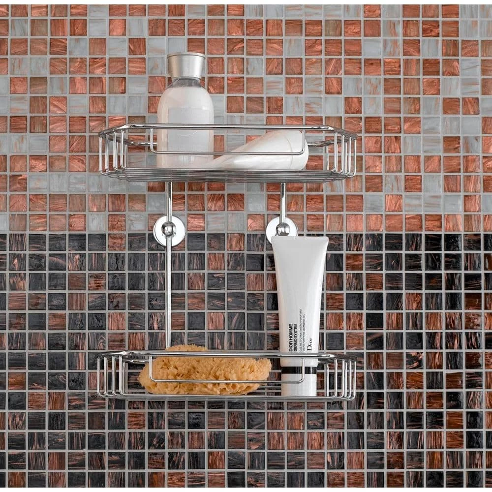 No Drilling Required Draad Rustproof Solid Brass Shower Caddy 11 in. Double Shelf- Angled in Chrome 8 No Drilling Required Draad Rustproof Solid Brass Shower Caddy 11 in. Double Shelf- Angled in Chrome - Image 6