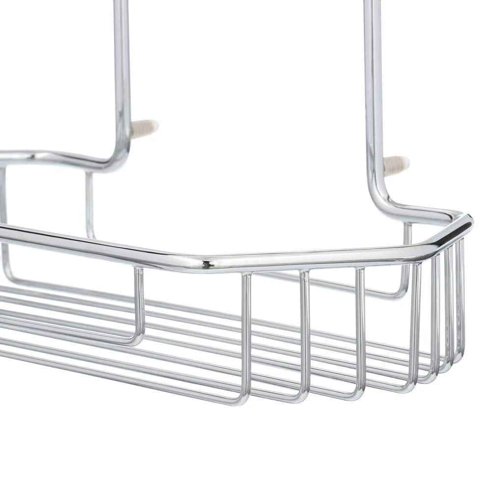 No Drilling Required Draad Rustproof Solid Brass Shower Caddy 11 in. Double Shelf- Angled in Chrome 5 No Drilling Required Draad Rustproof Solid Brass Shower Caddy 11 in. Double Shelf- Angled in Chrome - Image 3