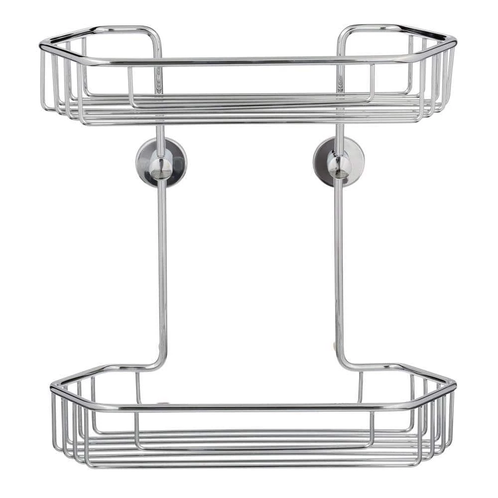 No Drilling Required Draad Rustproof Solid Brass Shower Caddy 11 in. Double Shelf- Angled in Chrome 3 No Drilling Required Draad Rustproof Solid Brass Shower Caddy 11 in. Double Shelf- Angled in Chrome