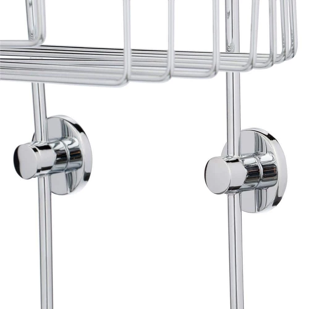 No Drilling Required Draad Rustproof Solid Brass Shower Caddy 11 in. Double Shelf- Angled in Chrome 6 No Drilling Required Draad Rustproof Solid Brass Shower Caddy 11 in. Double Shelf- Angled in Chrome - Image 4