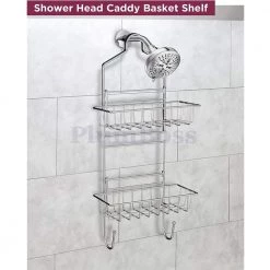 The Plumber's Choice Shower Caddy Over Shower Head Basket Shelf with Hooks Hanging Sponge Shampoo Holder Organizer Stainless Steel in Chrome 11 The Plumber's Choice Shower Caddy Over Shower Head Basket Shelf with Hooks Hanging Sponge Shampoo Holder Organizer Stainless Steel in Chrome -Toilet Storage Shop chrome the plumber s choice shower caddies pbe2050 1f 1000