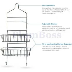 The Plumber's Choice Shower Caddy Over Shower Head Basket Shelf with Hooks Hanging Sponge Shampoo Holder Organizer Stainless Steel in Chrome 12 The Plumber's Choice Shower Caddy Over Shower Head Basket Shelf with Hooks Hanging Sponge Shampoo Holder Organizer Stainless Steel in Chrome -Toilet Storage Shop chrome the plumber s choice shower caddies pbe2050 44 1000