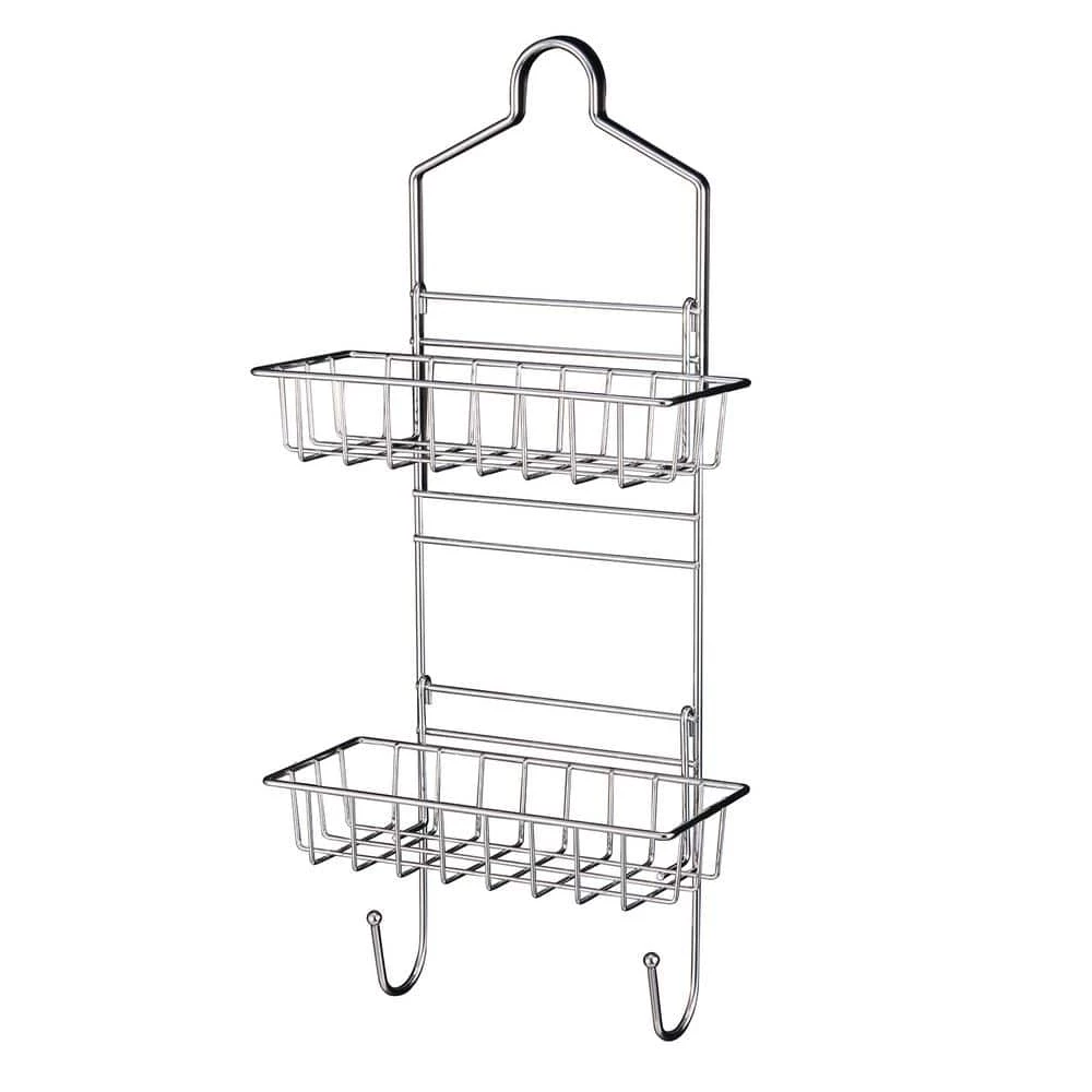 The Plumber's Choice Shower Caddy Over Shower Head Basket Shelf with Hooks Hanging Sponge Shampoo Holder Organizer Stainless Steel in Chrome 3 The Plumber's Choice Shower Caddy Over Shower Head Basket Shelf with Hooks Hanging Sponge Shampoo Holder Organizer Stainless Steel in Chrome
