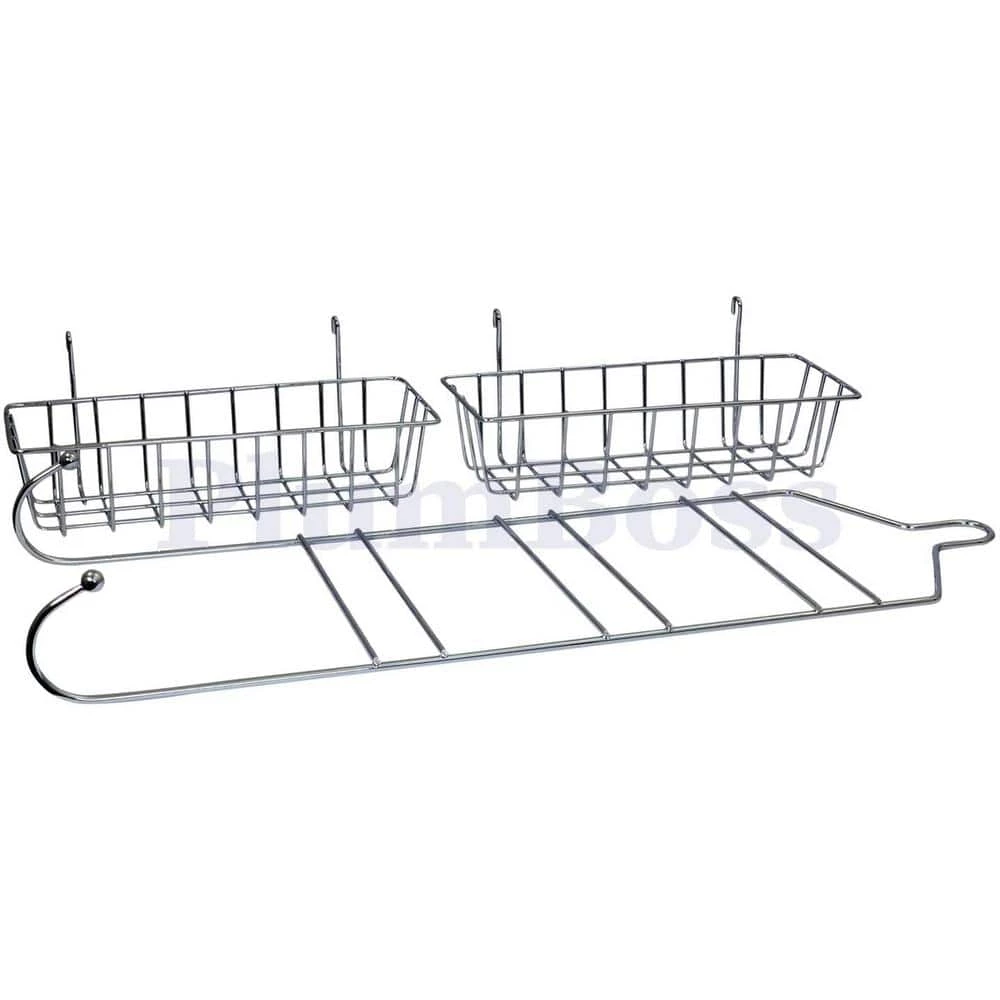 The Plumber's Choice Shower Caddy Over Shower Head Basket Shelf with Hooks Hanging Sponge Shampoo Holder Organizer Stainless Steel in Chrome 8 The Plumber's Choice Shower Caddy Over Shower Head Basket Shelf with Hooks Hanging Sponge Shampoo Holder Organizer Stainless Steel in Chrome - Image 6