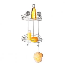 Wenko Vacuum Loc 2-Tier Corner Rack in Chrome -Toilet Storage Shop chrome wenko shower caddies 20885100 d4 1000