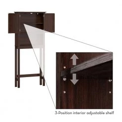 RiverRidge Home Hayward 27.38 in. W x 64.25 in. H x 7.88 in. D Over-the-Toilet Storage in Dark Woodgrain Veneer -Toilet Storage Shop dark woodgrain riverridge home over the toilet storage 06 177 44 1000