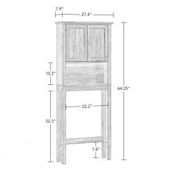 RiverRidge Home Hayward 27.38 in. W x 64.25 in. H x 7.88 in. D Over-the-Toilet Storage in Dark Woodgrain Veneer -Toilet Storage Shop dark woodgrain riverridge home over the toilet storage 06 177 4f 1000