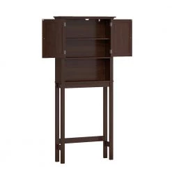RiverRidge Home Hayward 27.38 in. W x 64.25 in. H x 7.88 in. D Over-the-Toilet Storage in Dark Woodgrain Veneer -Toilet Storage Shop dark woodgrain riverridge home over the toilet storage 06 177 77 1000