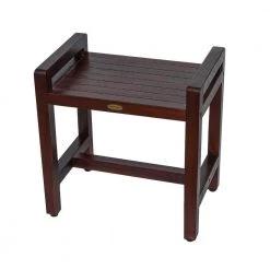 DecoTeak Classic 20 in. Ergonomic Teak Shower Stool with LiftAid Arms