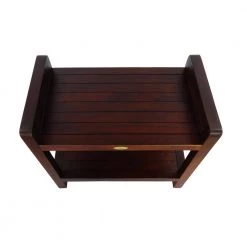 DecoTeak Classic 24 in. Ergonomic Teak Shower Stool with LiftAid Arms And Shelf -Toilet Storage Shop decoteak proprietary decoteak shower seats dt108 1f 1000