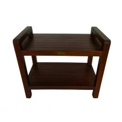 DecoTeak Classic 24 in. Ergonomic Teak Shower Stool with LiftAid Arms And Shelf -Toilet Storage Shop decoteak proprietary decoteak shower seats dt108 c3 1000
