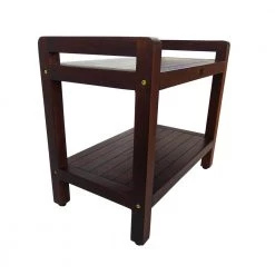 DecoTeak Classic 24 in. Ergonomic Teak Shower Stool with LiftAid Arms And Shelf -Toilet Storage Shop decoteak proprietary decoteak shower seats dt108 fa 1000