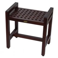 DecoTeak Espalier 20 in. Teak Lattice Shower Bench with LiftAid Arms -Toilet Storage Shop decoteak proprietary decoteak shower seats dt111 4f 1000