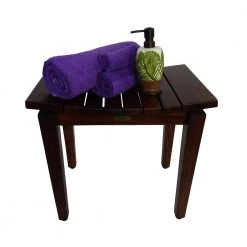 DecoTeak Sojourn 20 in. Contemporary Teak Eastern Style Shower Bench -Toilet Storage Shop decoteak proprietary decoteak shower seats dt138 fa 1000