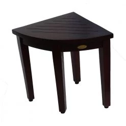 DecoTeak Oasis Teak Corner Shower Stool Corner Shelf