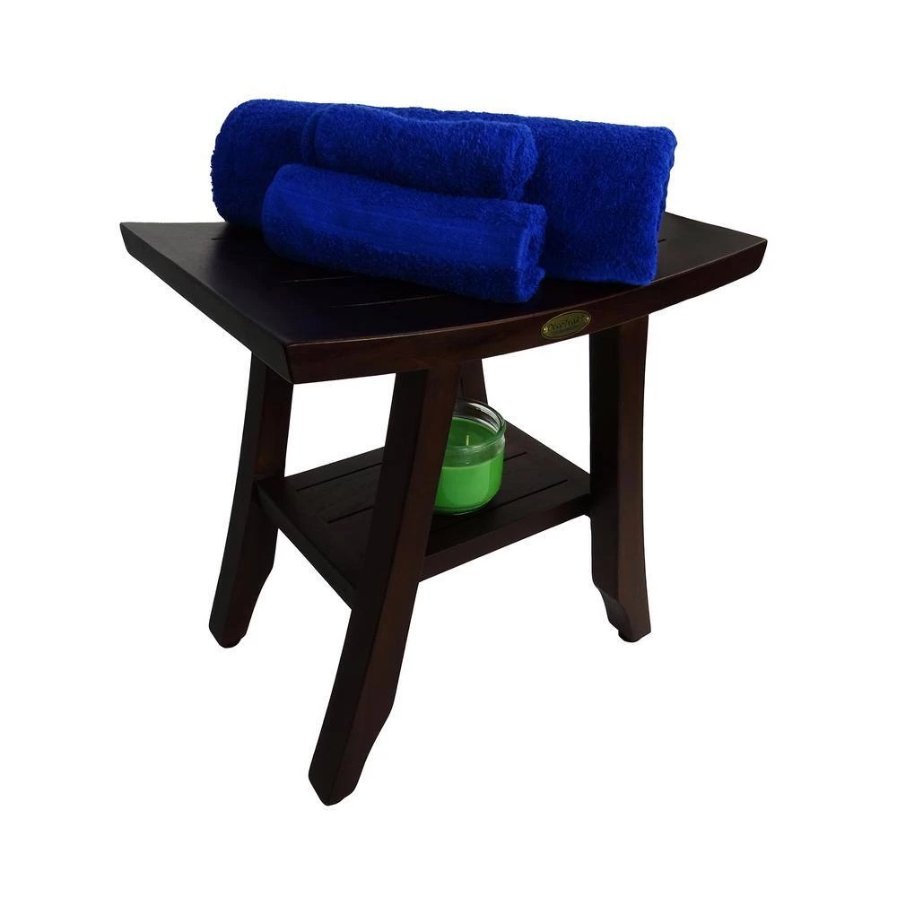 DecoTeak Satori 18 in. Eastern Style Teak Shower Bench with Shelf 4 DecoTeak Satori 18 in. Eastern Style Teak Shower Bench with Shelf - Image 2
