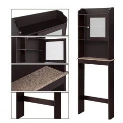 Miscool Naples 23.23 in. W x 68.11 in. H x 7.48 in. D Dark Brown Over-the-Toilet Storage with Adjustable Shelves 12 Miscool Naples 23.23 in. W x 68.11 in. H x 7.48 in. D Dark Brown Over-the-Toilet Storage with Adjustable Shelves -Toilet Storage Shop espresso miscool over the toilet storage bcych10c4888 1f 1000